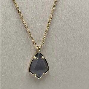 Kendra Scott Drsigner Signed Cory Slate Gray Cat's Eye Pendant Necklace